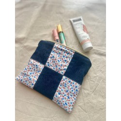 Pochette plate en patchwork Myrtille en jean