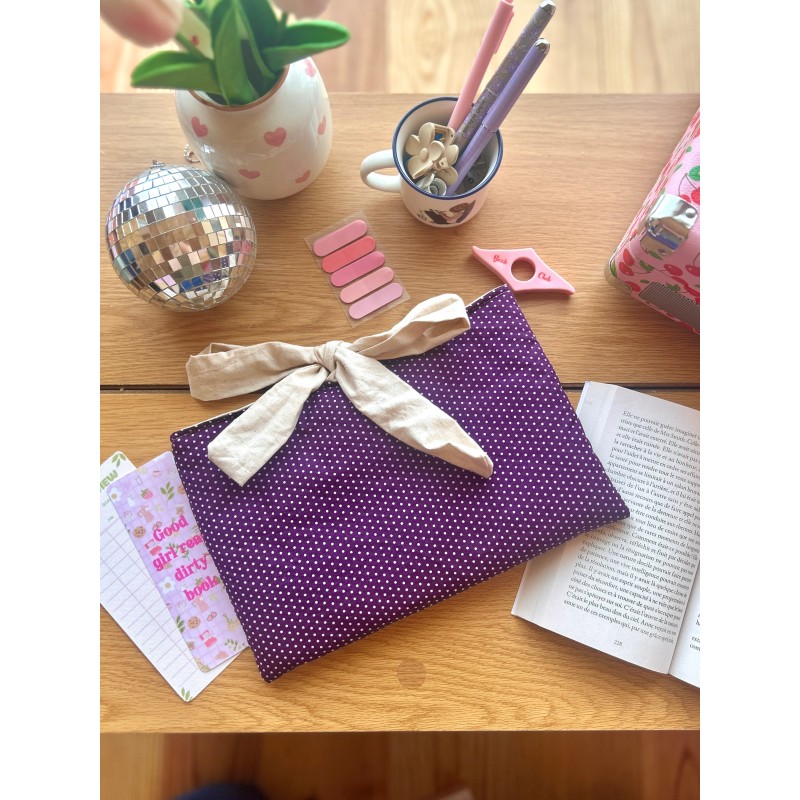 Pochette à livre broché Pois avec nœud