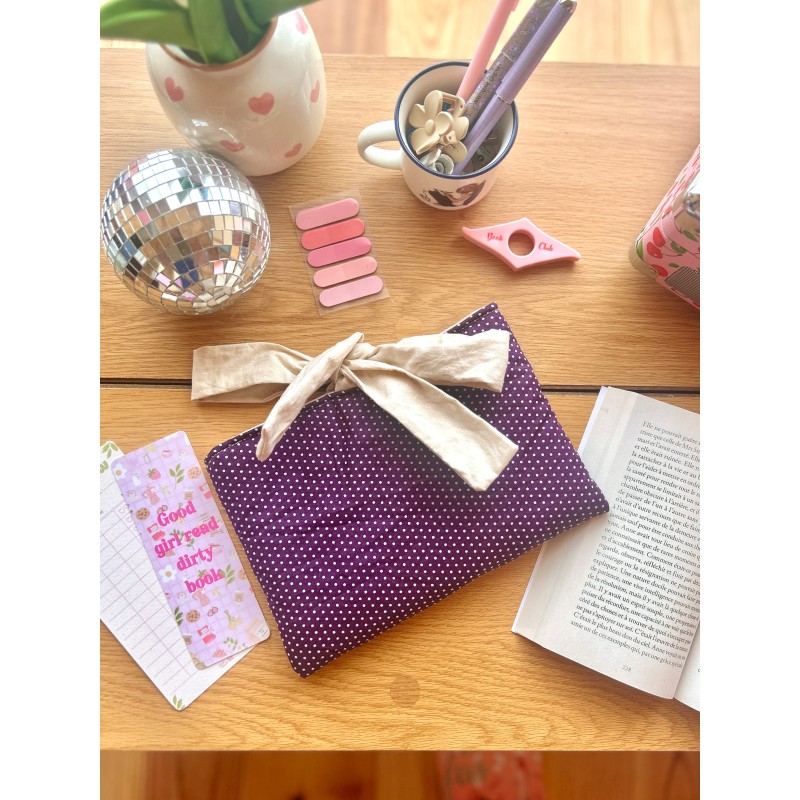 Pochette à livre poche Pois avec nœud